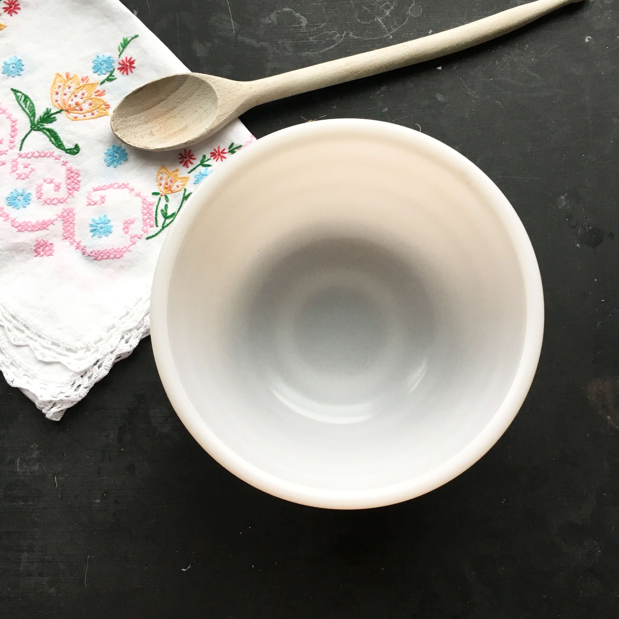 Vintage 1940s Milk Glass Mixing Bowl Made by General Electric - Beehive Style