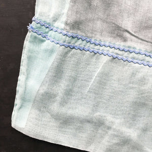 Vintage Mint Green Half Apron with Blue Ric Rac Details and Pintucks - Handmade