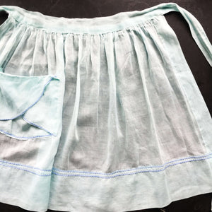 Vintage Mint Green Half Apron with Blue Ric Rac Details and Pintucks ...