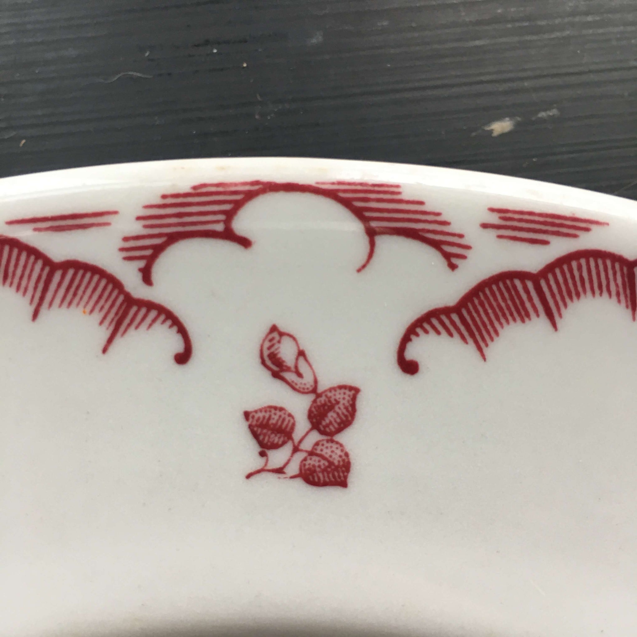 Vintage 1950’s Shenango RimRol Dinner Plate  Chardon Rose Red Pattern N-9 circa 1951
