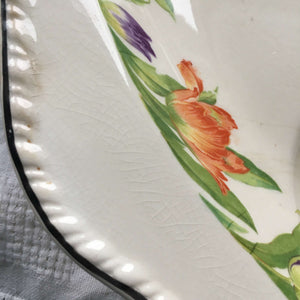 Rare Vintage 1930's Carving Platter with Juice Wells - Harker Hotoven Tulip Pattern circa 1935-1950
