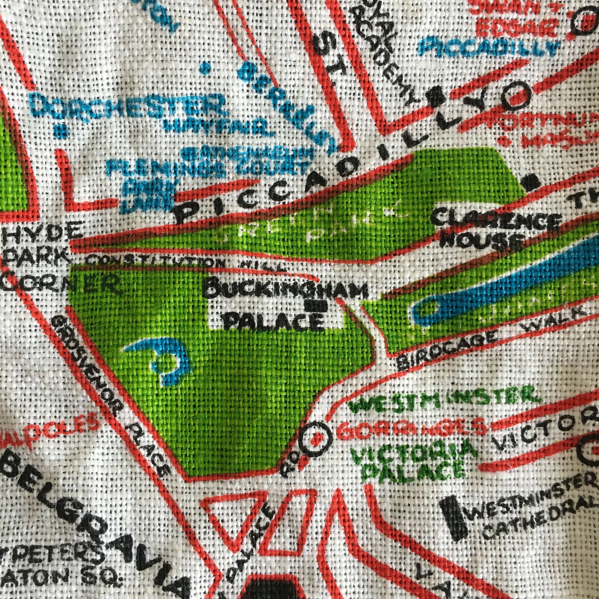 Vintage 1960's London Tea Towel - Map of Visitor's London Travel Souvenir - Irish Linen