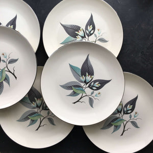 Vintage 1950s Homer Laughlin Lotus Hai Dinner Plates - Set of Six - Rhythm Shape