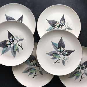 Vintage 1950s Homer Laughlin Lotus Hai Dinner Plates - Set of Six - Rhythm Shape