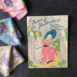 1940's Burmel Gift Card and Handkerchief Collection - Three Floral Handkerchiefs - Rare Vintage Hankie Set