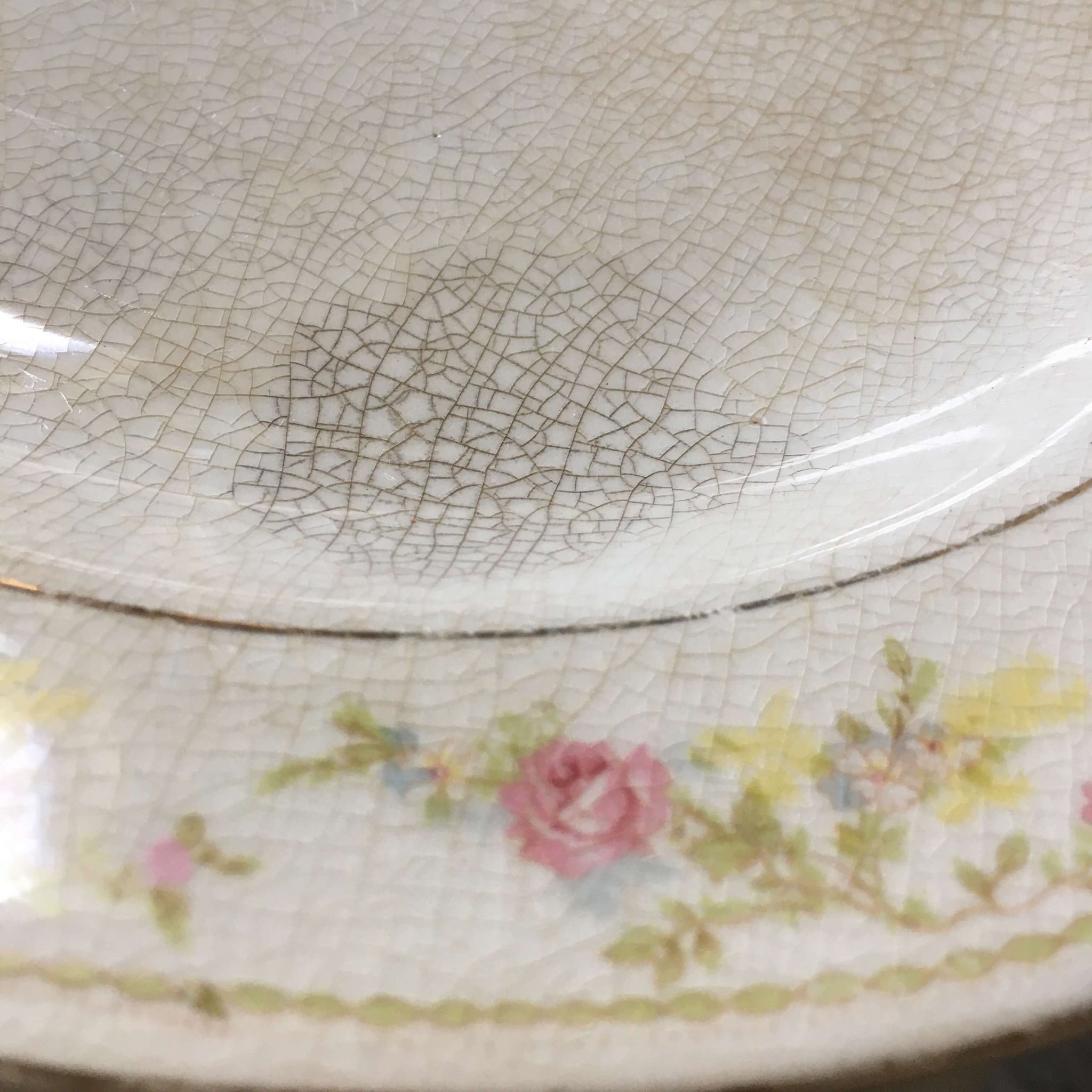 Antique Knowles Taylor & Knowles Pink Rose Floral Platter circa early 1900s