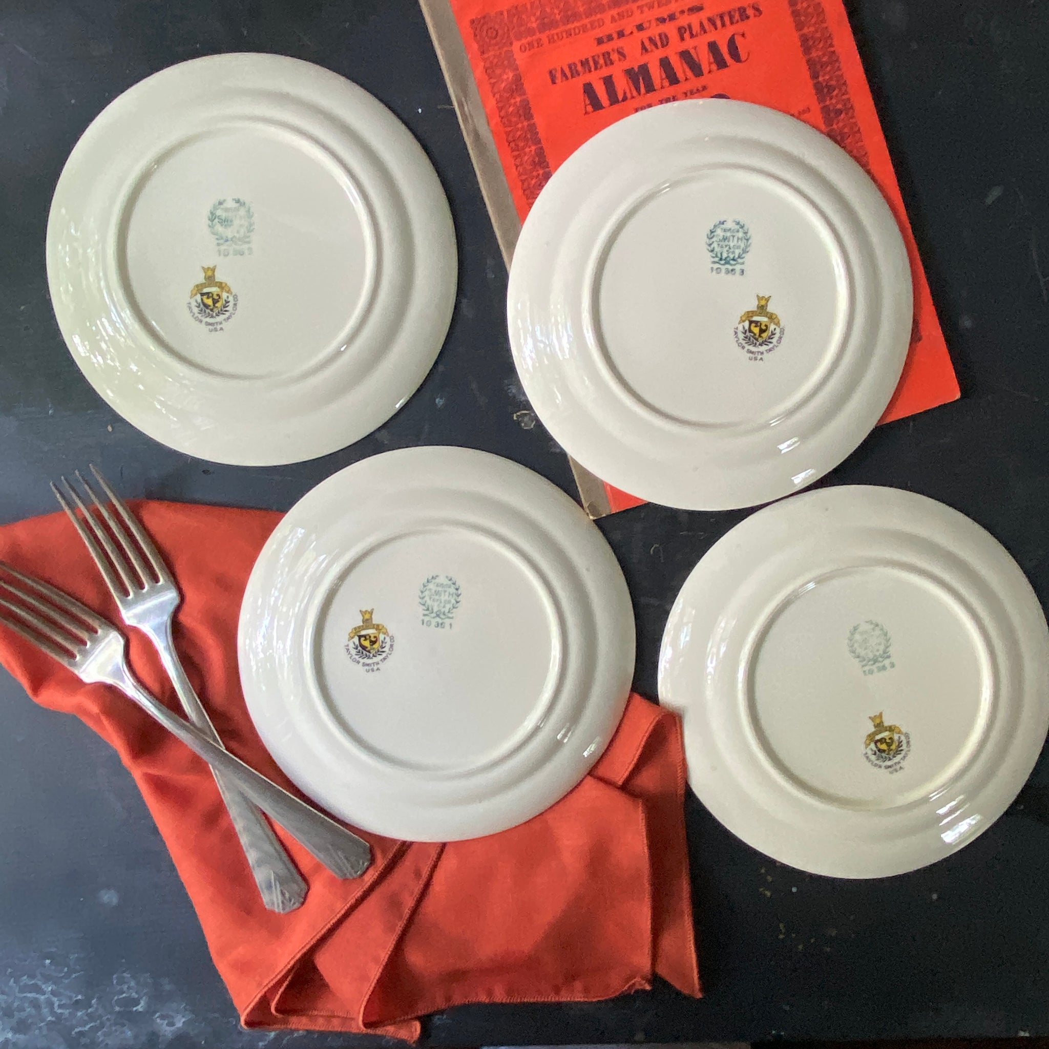 Vintage 1930s Red Wheat Bread and Butter Plates Designed by J. Palin Thorley