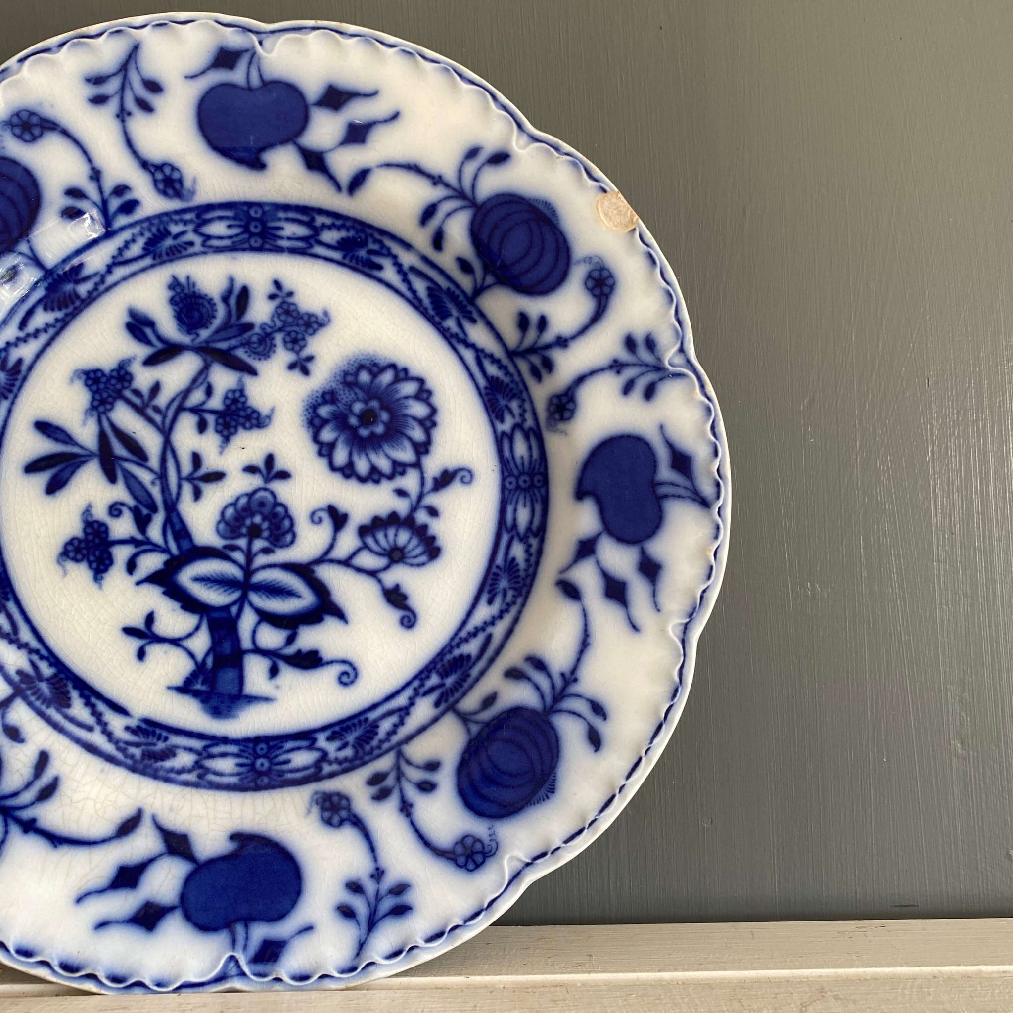 Antique Flow Blue Luncheon Plate - Johnson Brothers England - Holland Pattern circa 1900-1915