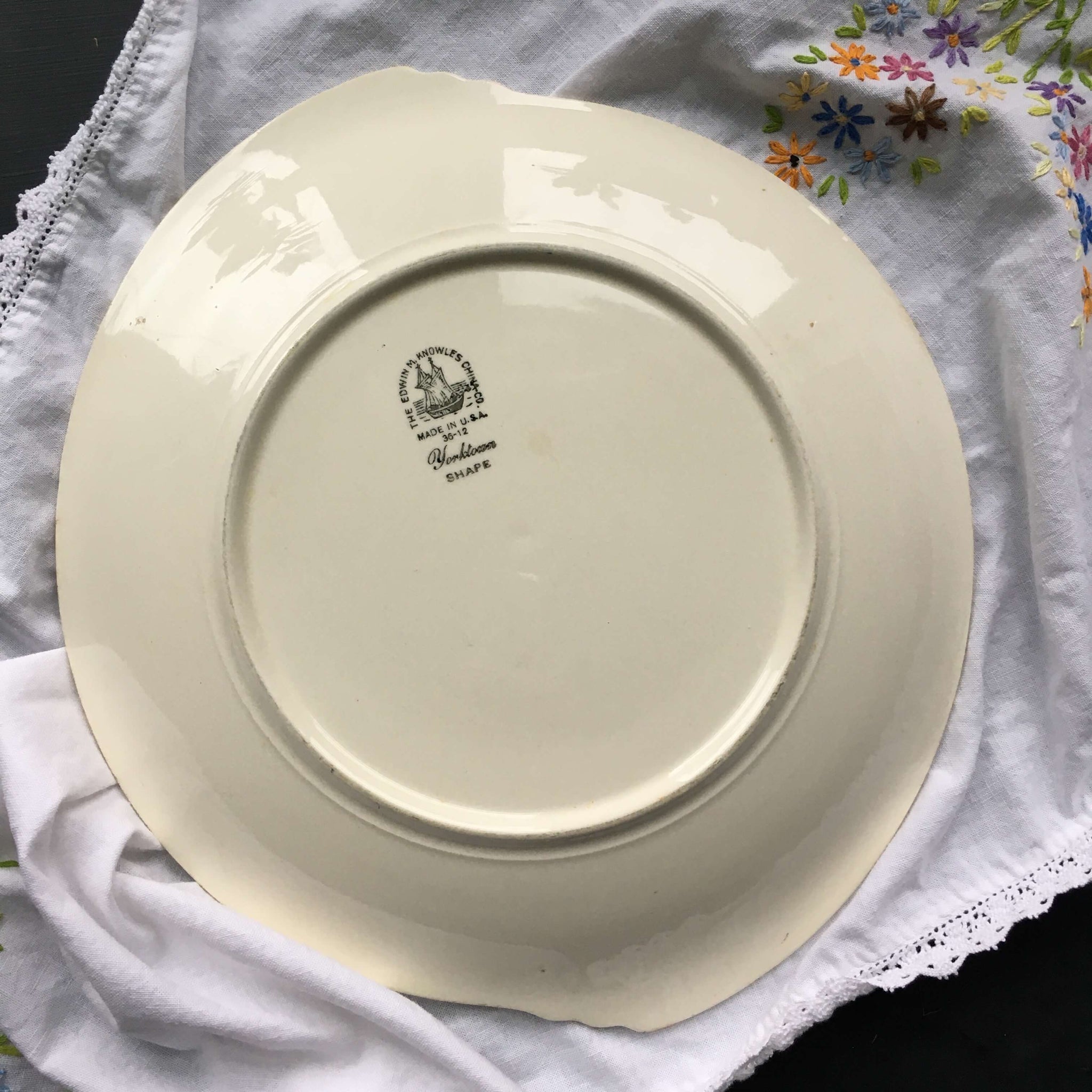Edwin Knowles Chef Pattern Rare Vintage 1930's Edwin Knowles Round Platter - Floral Cross CrossSt ...