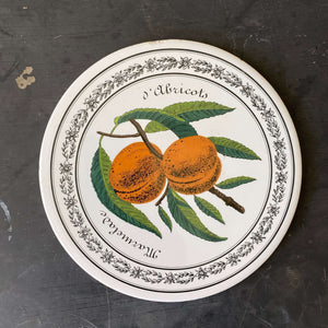 Vintage Round Tiles - French Fruit and Berry Design - Ceramic Trivets, Hot Plates, Wall Hangings
