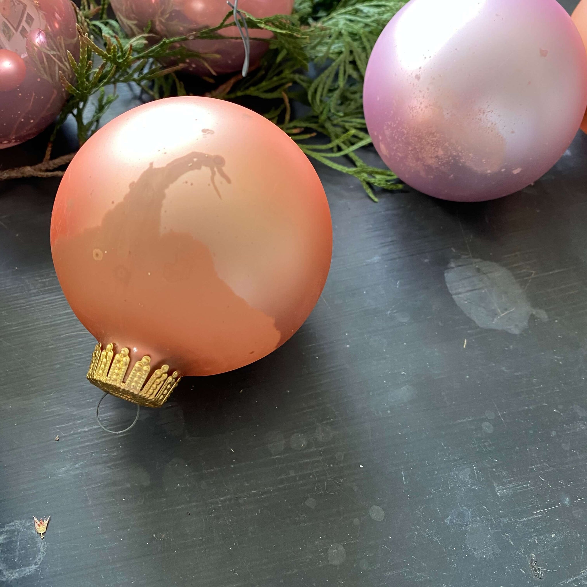 Vintage Christmas by Krebs Frosted Glass Ornaments - Pastel Shades - Set of 12