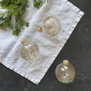 Vintage Christmas by Krebs Red Cardinal Glass Ornaments - Set of Three - Clear Glass