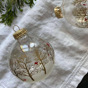 Vintage Christmas by Krebs Red Cardinal Glass Ornaments - Set of Three - Clear Glass