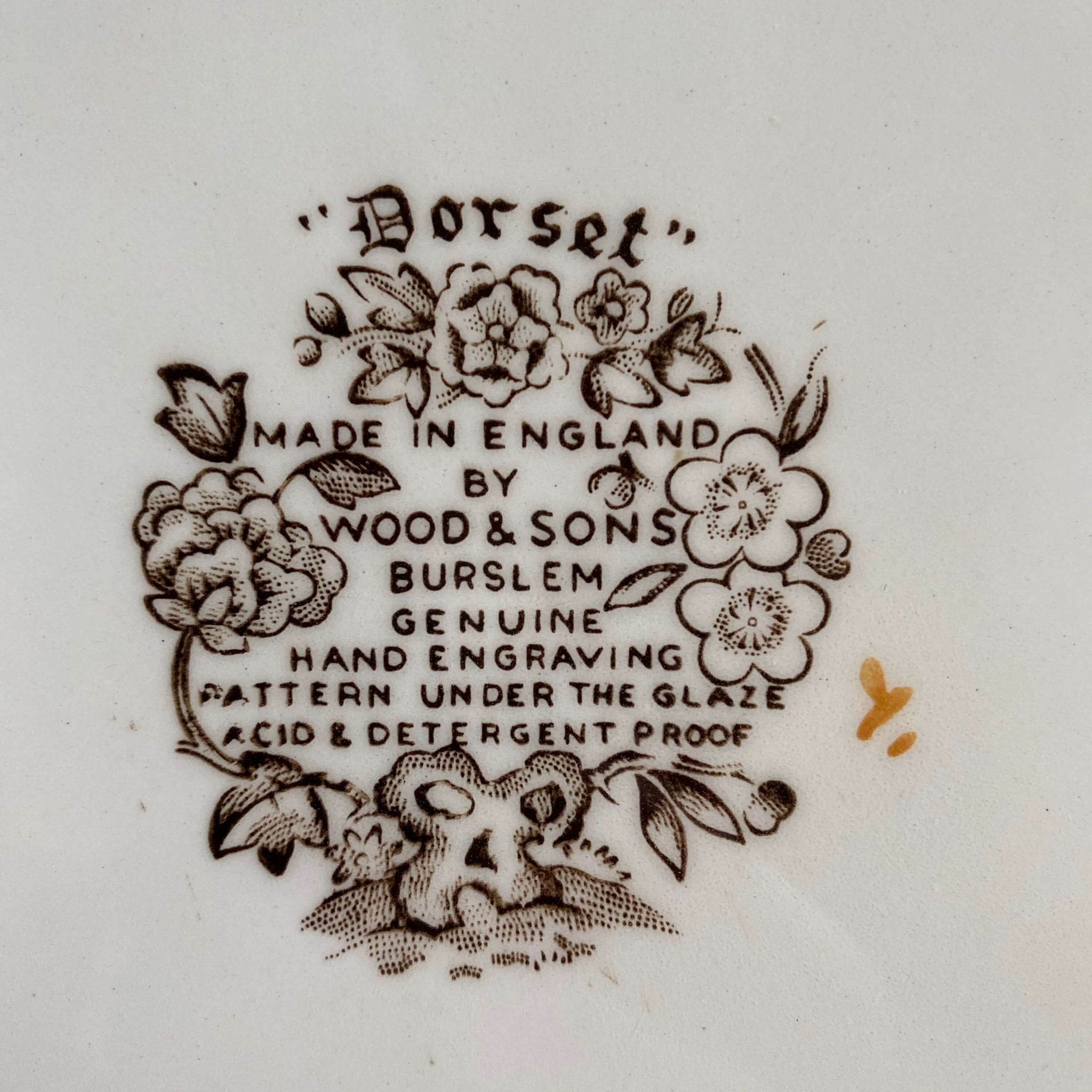 Wood & Sons Dorset Pattern Dinner Plate circa 1950s - Made in Burslem  England