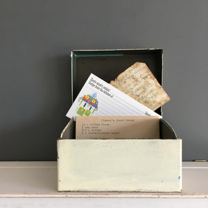 Vintage Metal Recipe Box with Decoupage Fruit - Heavy Duty Industrial Kitchen Storage Box