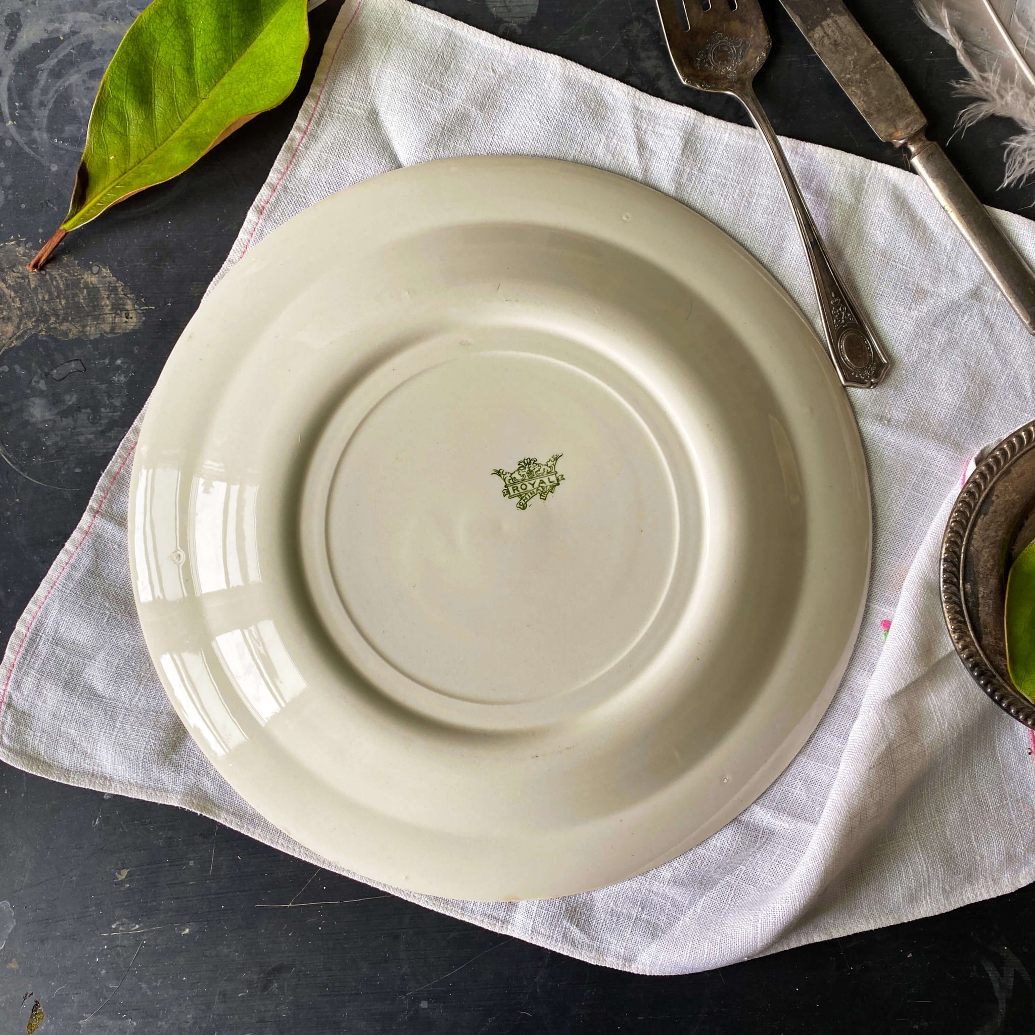 Vintage Royal China Chop Plate - Green Floral Bird Pattern circa 1954 - RESERVED for Christine
