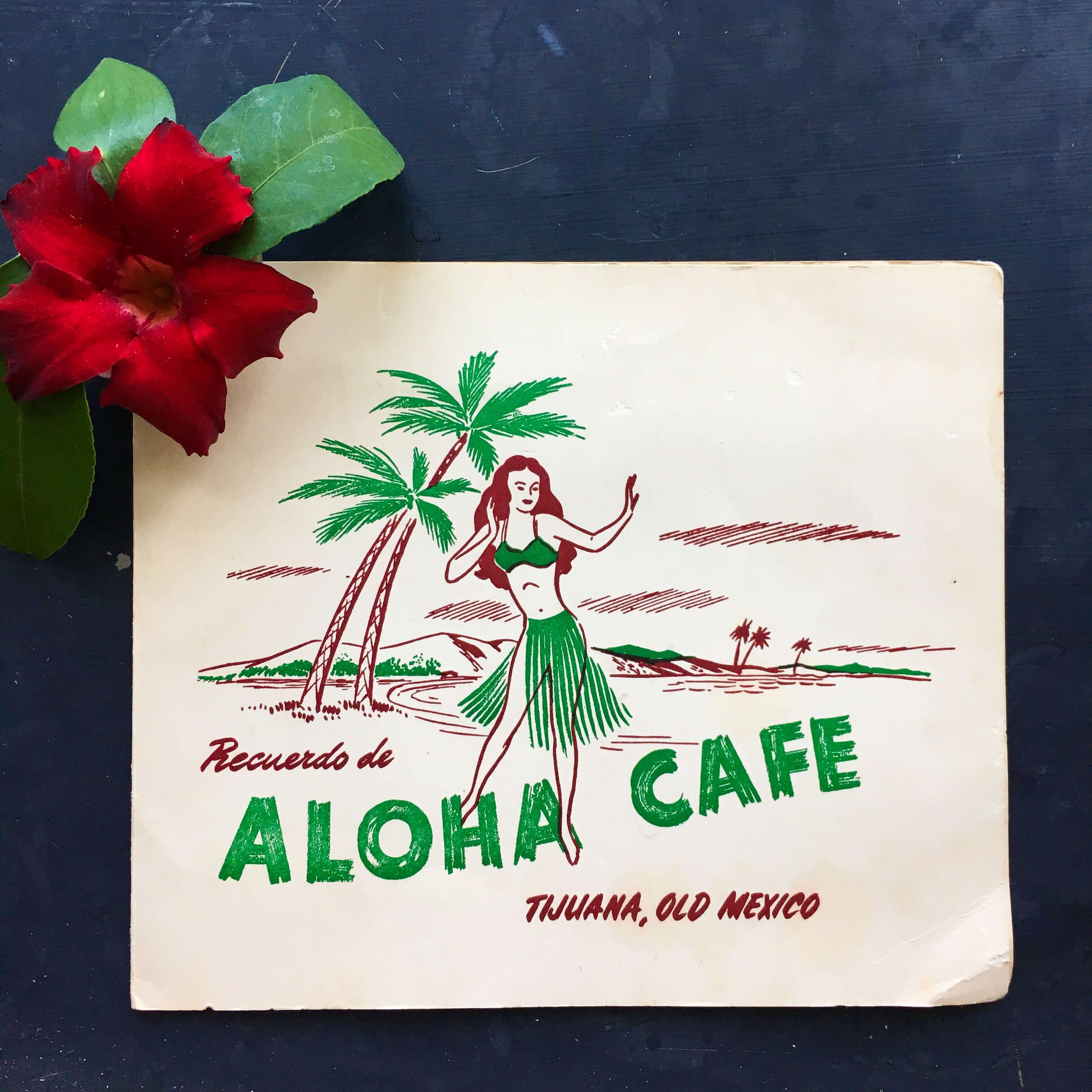 Vintage 1940's Aloha Cafe Tijuana, Mexico Souvenir Photo Holder - Rare Restaurant Memorabilia