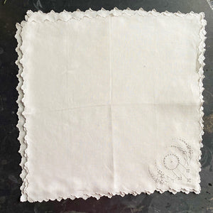 Antique White Dinner Napkins with Broderie Eyelet Cutwork Embroidery Whitework - Set of Four