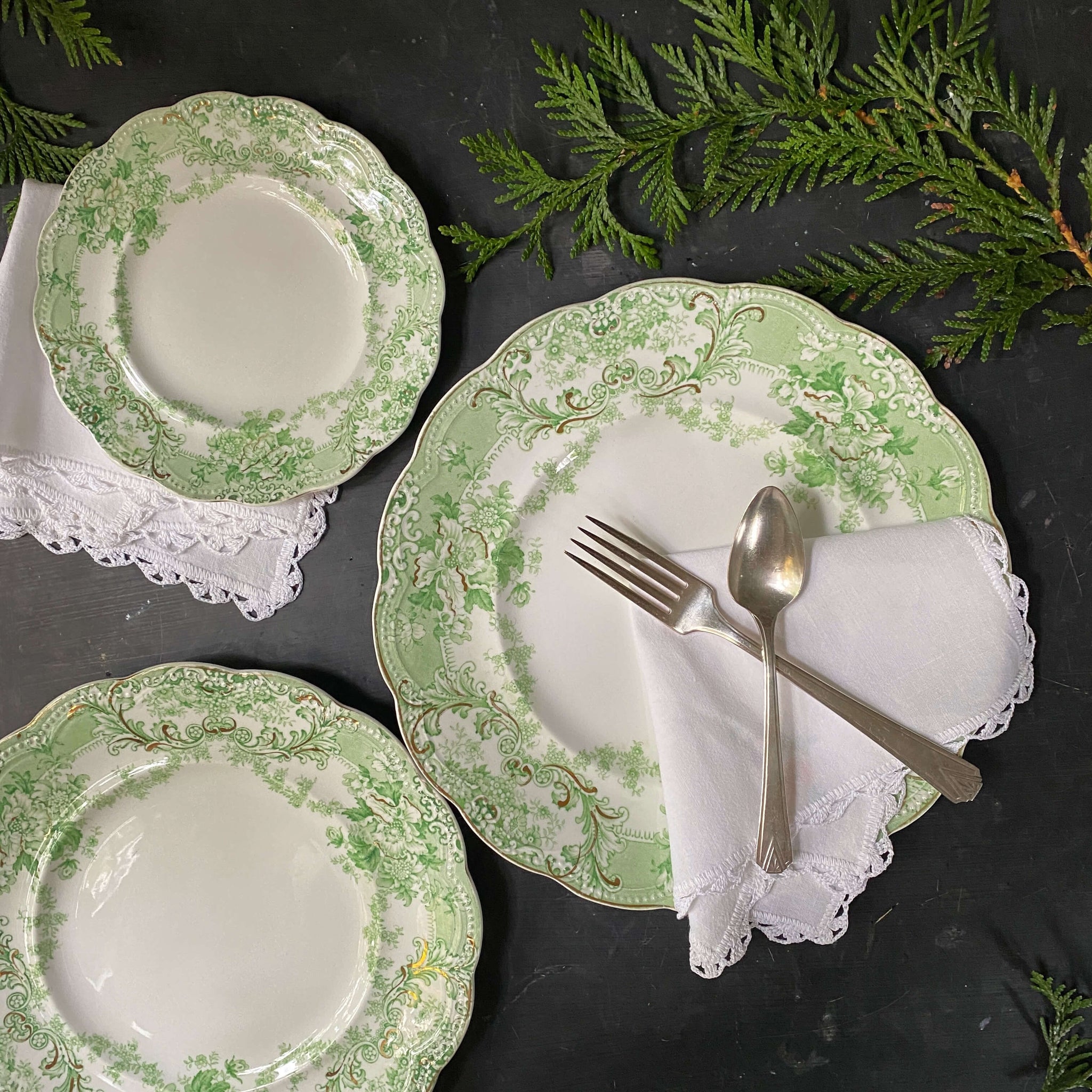 Antique Johnson Brothers Florentine Place Setting - Dinner, Lunch & Bread Plate Set circa 1913