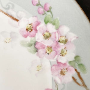 Antique Jean Pouyat French Limoges Luncheon Plate with Handpainted Cherry Blossoms circa 1890-1902