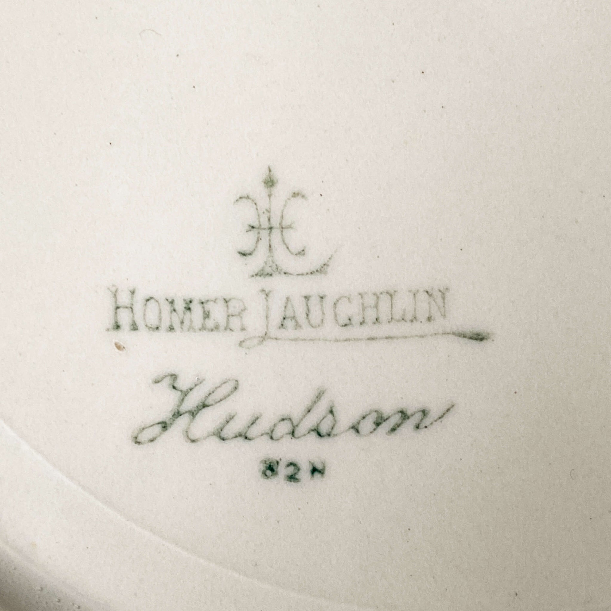 Antique Gold and White Monogrammed S Luncheon Plates - Set of Four Homer Laughlin Hudson Series circa 1912