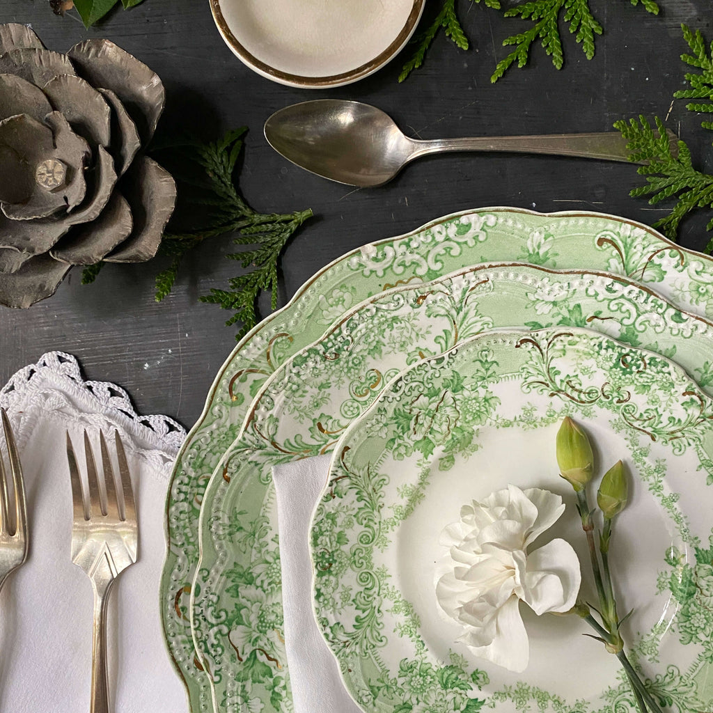 Antique Johnson Brothers Florentine Place Setting - Dinner, Lunch & Bread Plate Set circa 1913
