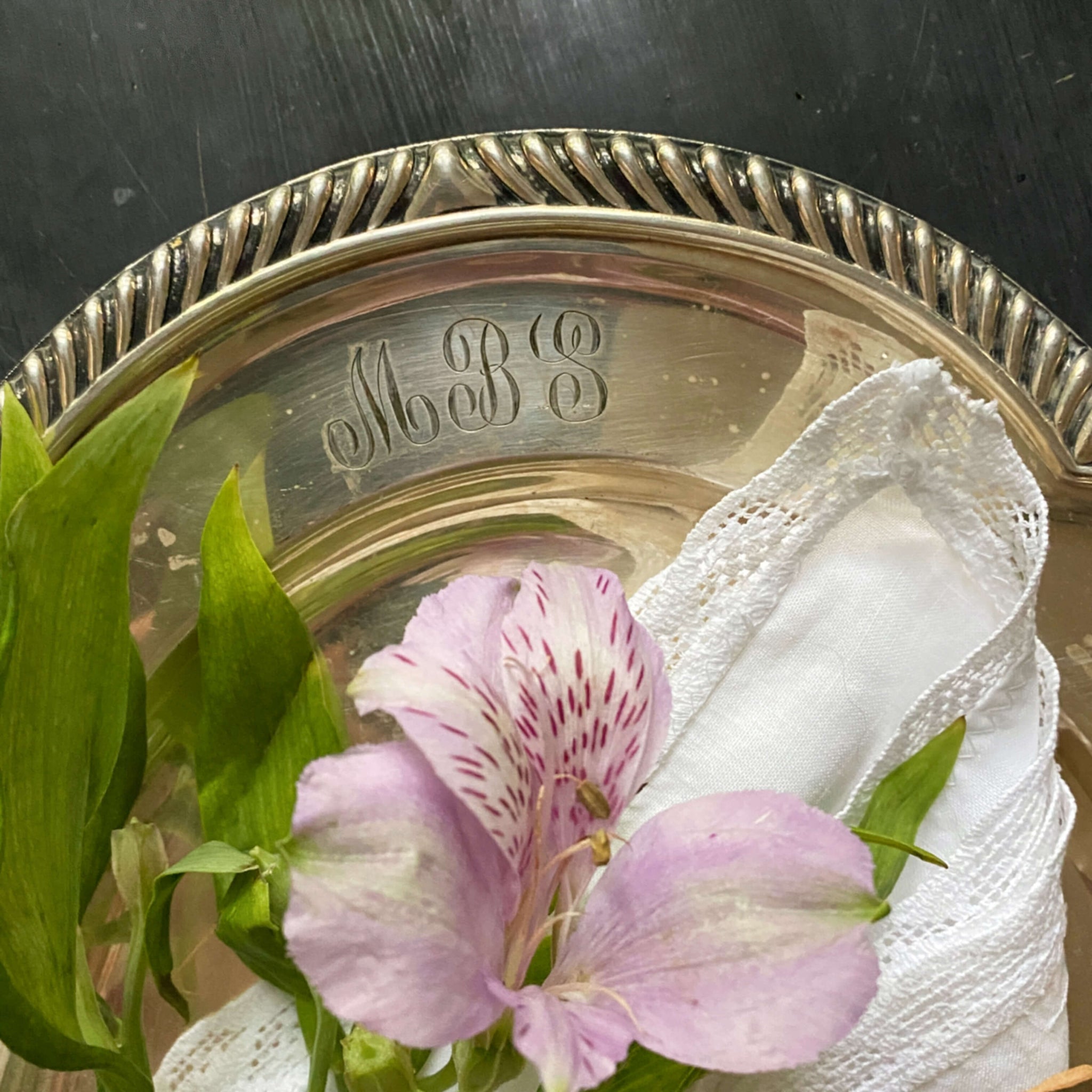 Antique Monogrammed Silver Soldered Tray Meriden Britannia Rogers Br antique-monogrammed-silver-soldered-tray-meriden-britannia-rogers-br
