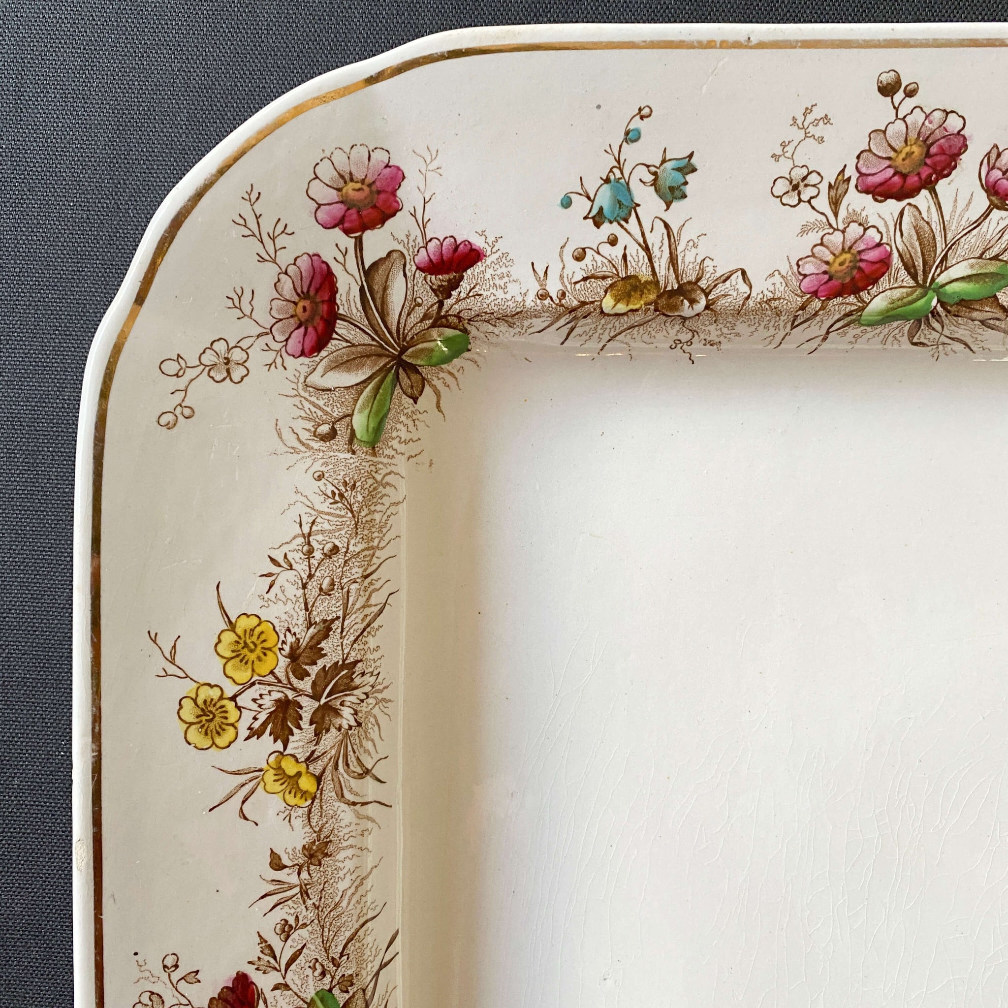 Rare Antique 1800s era Rectangular Platter - Cliff England Spring Pattern