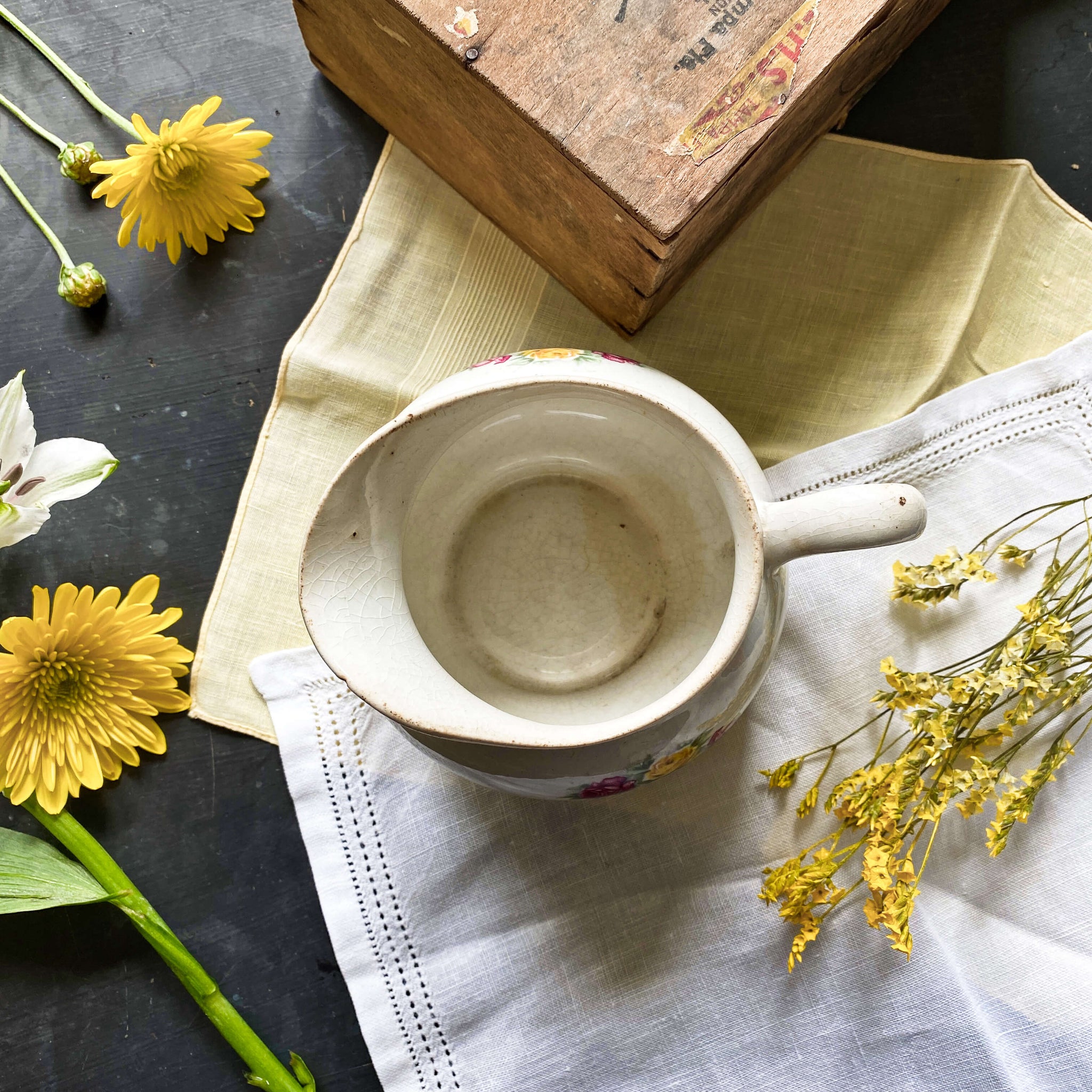Antique Purple and Yellow Roses Farmhouse Style Creamer – In The ...