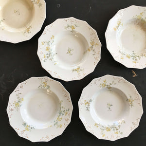 Antique W.H. Grindley Soup Bowls - Set of Five - Handpainted Semi Porcelain circa 1897