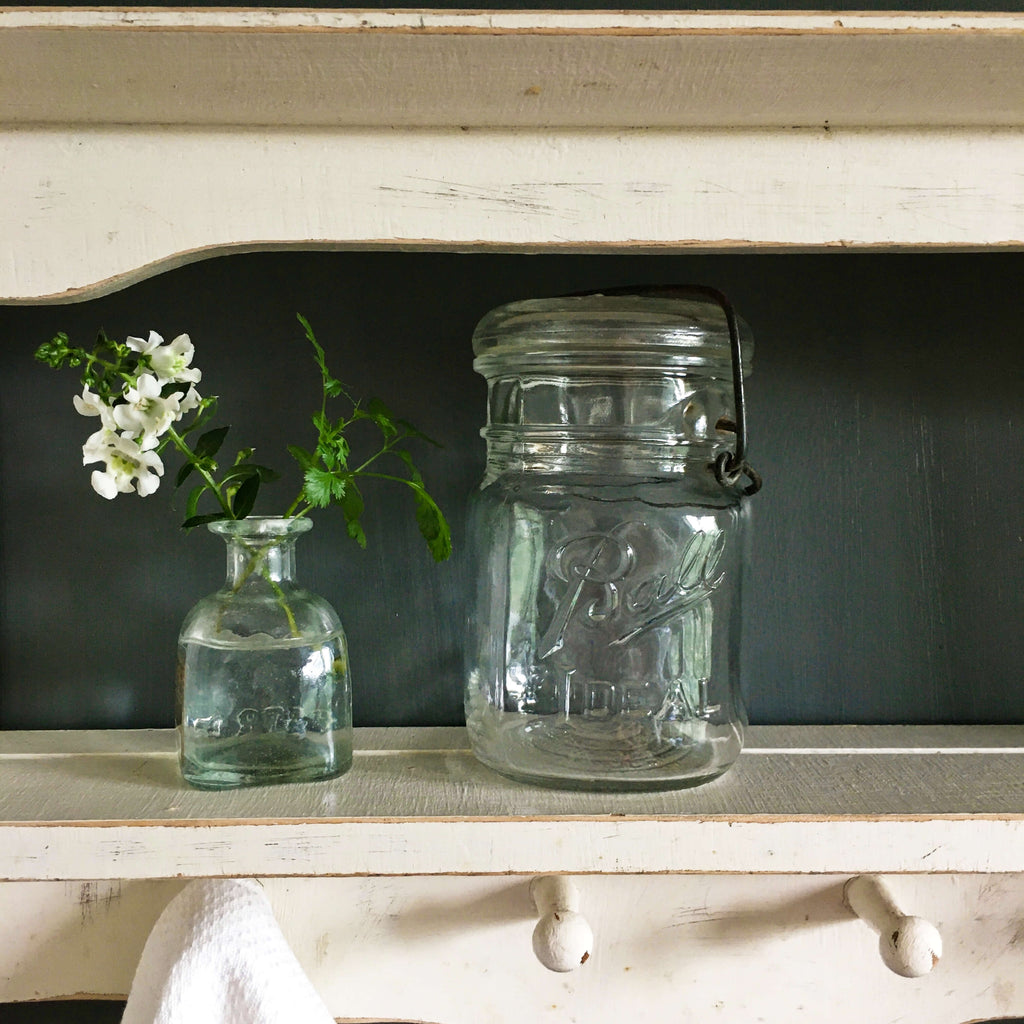 Vintage Ball Ideal Glass Canning Jar circa 1933-1962 - Pint Size Capacity - Bail Wire