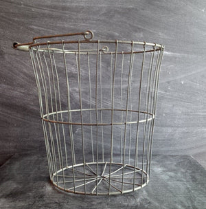 Vintage-Style Reproduction Wire Basket - Large Size with Handle-  Industrial Farmhouse Style