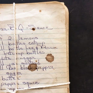 Vintage Handwritten Southern Recipes circa 1960's - Bundle of 53 Looseleaf Recipes