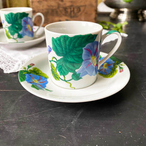 Morning Glory Demitasse Cups and Saucers - Pair of Two