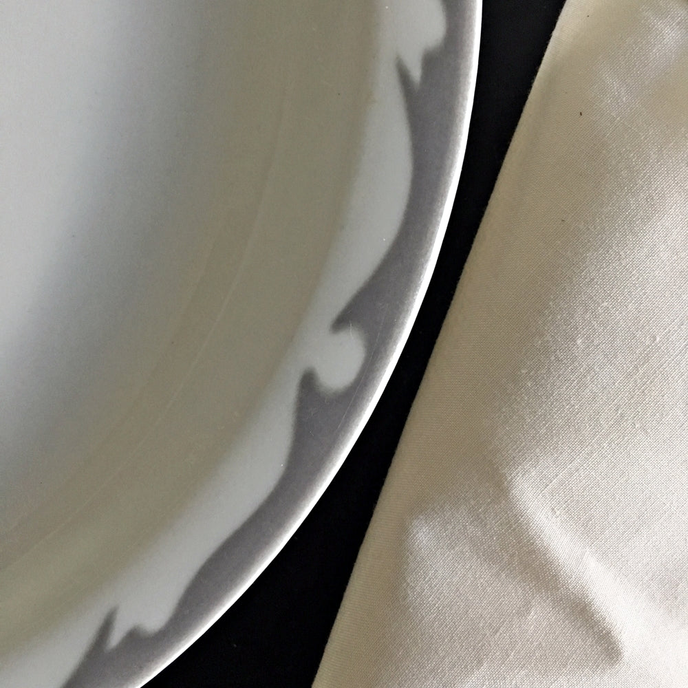 Vintage 1960's Restaurantware - Buffalo China - Gray Crest Pattern Luncheon Plate