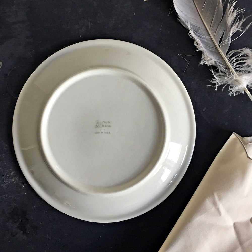 Vintage 1960's Restaurantware - Buffalo China - Gray Crest Pattern Luncheon Plate