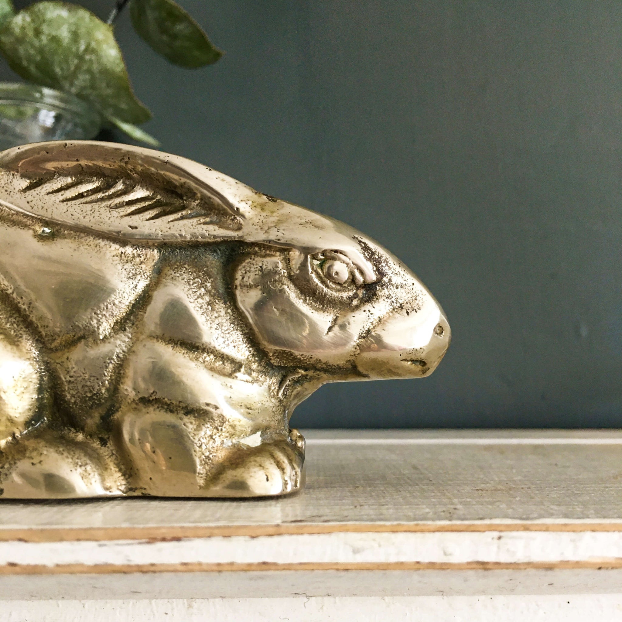 Vintage Brass Rabbit Figurine with the Delightfully Furious Face