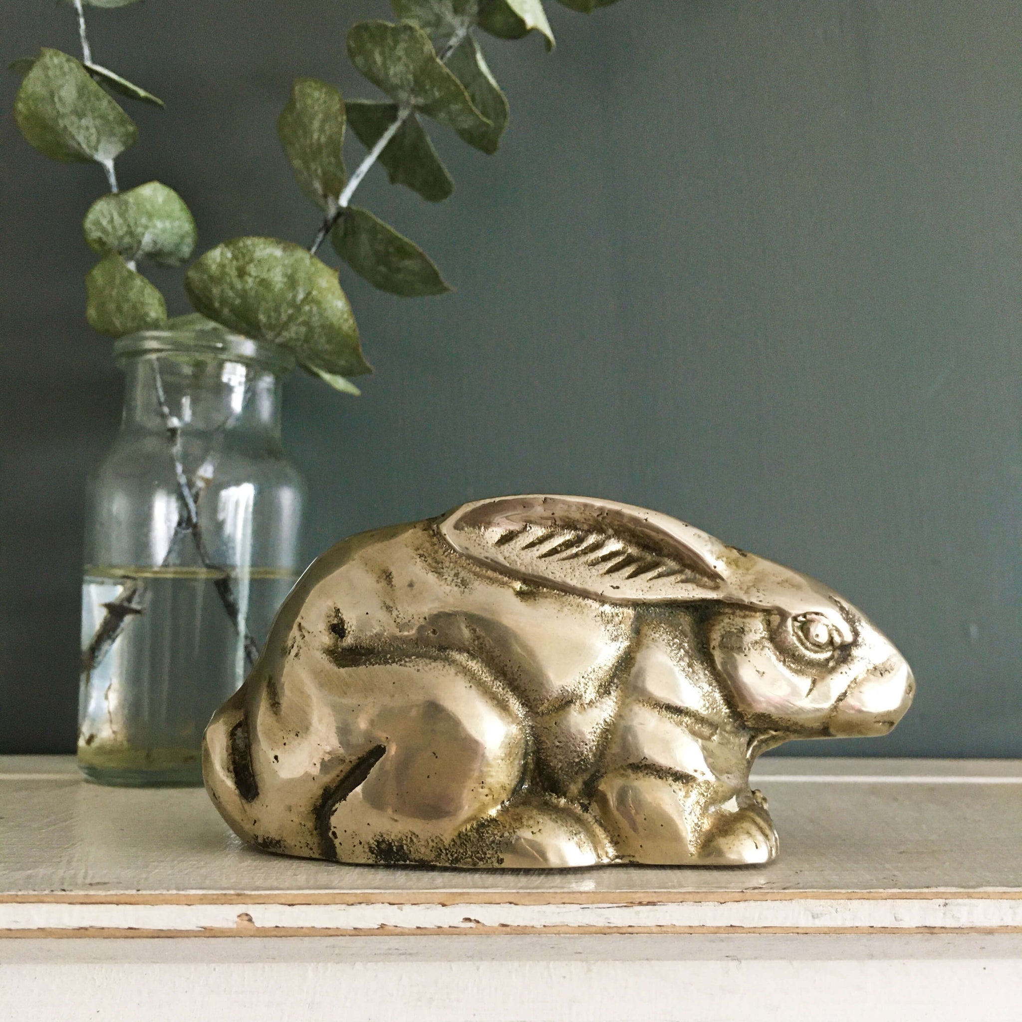 Brass Rabbit Figures Vintage Brass Rabbit Figurine with the Delightfully Furious Face – In ...