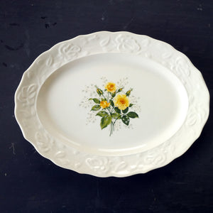 Sabin China Platter - Cathy Yellow Rose Pattern - Vintage Pennslyvania Dishware, Made in the USA