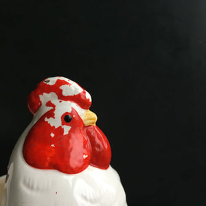 Vintage George Good Taiwan Chicken Rooster Planter - 1980s Garden Planter