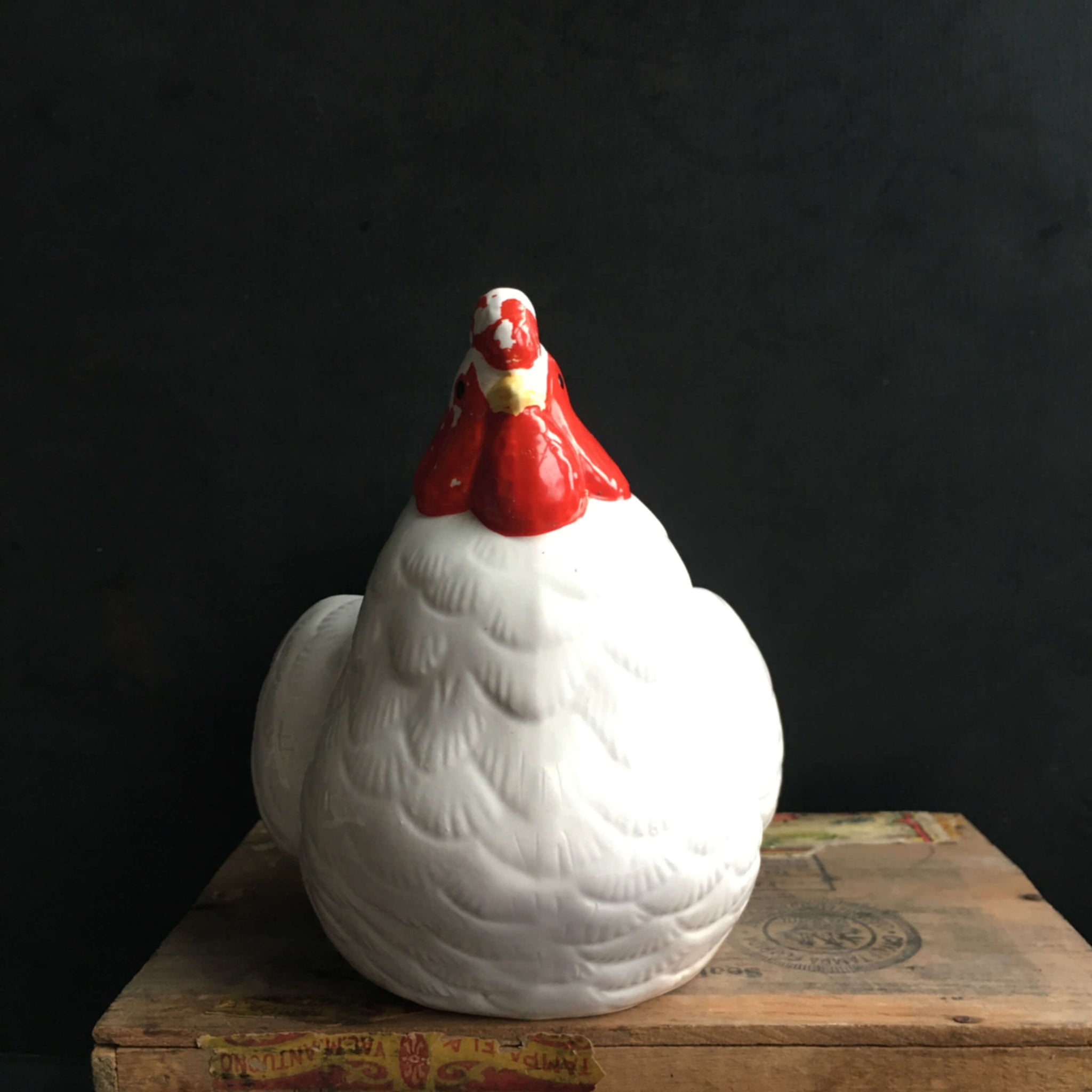 80's kitchen yellow chicken plant pot Vintage George Good Taiwan Chicken Rooster Planter
