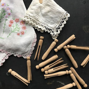 Vintage Clothespins Collection -  Set of 26 - Circa 1950's Beachwood, New Jersey - With Handwritten Note