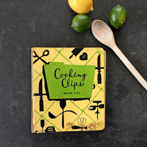 Vintage 1950s Cooking Clips Recipe File by Holson - Yelllow & Green Kitchen Binder