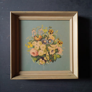 1950's Copeland Florals Framed Botanical - 9.5 x 9.5 - Vintage Wall Art