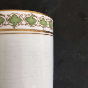 Vintage Green and Gold Demitasse Cups - Set of Five - Ivy Style border with Gold Handles