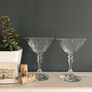 Vintage Cut Glass Stemware - Set of Two - Vintage Glassware Wine Cocktail Barware