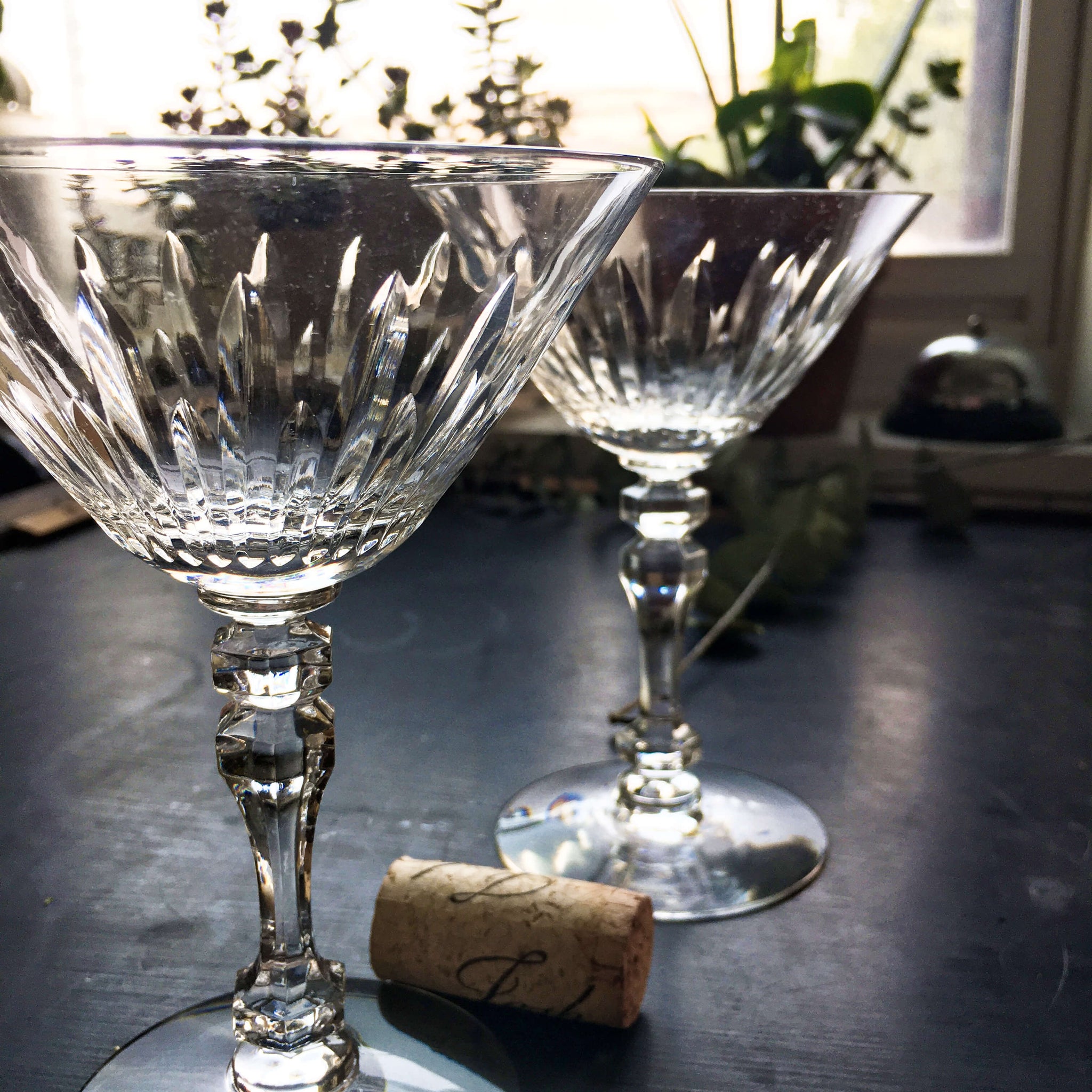 Vintage Cut Glass Stemware - Set of Two - Vintage Glassware Wine Cocktail Barware