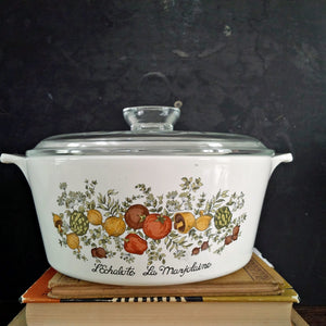 Vintage Corning Ware Spice of Life Large Covered Casserole Dishes - L' Echolote La Marjolaine Le Romarin