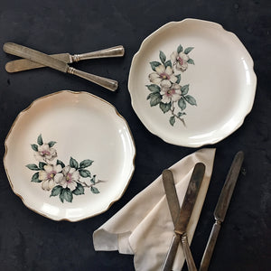 Vintage 1940's Sabin Dogwood Flower Luncheon Plates - Set of Two