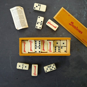 Rare Vintage 1960's Smirnoff Dominoes Set in Wood Box - Vintage Midcentury Barware and Games